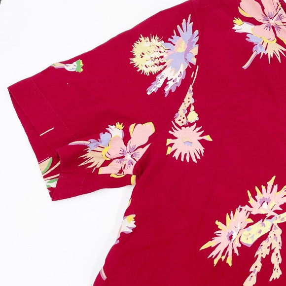 Madewell Crimson Red Bird of Paradise Button Back Top Blouse L9189 Size XS - Picture 6 of 9